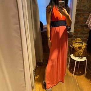 BCBG Red pink flowy floor length dress